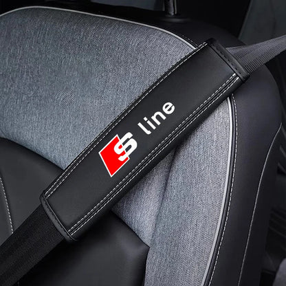 Coussinets de protection pour ceinture de sécurité en cuir pour Audi S Line / 2 Pièces