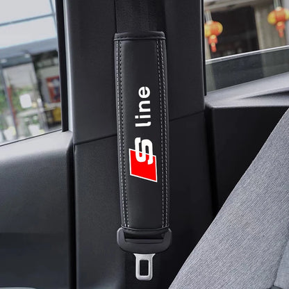 Coussinets de protection pour ceinture de sécurité en cuir pour Audi S Line / 2 Pièces
